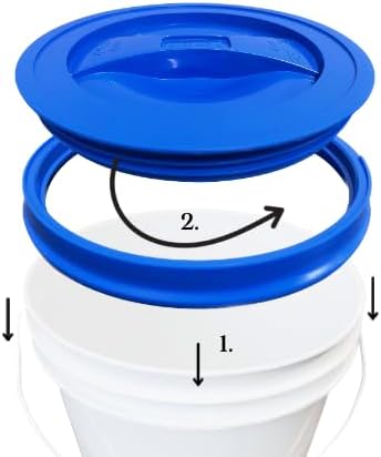 House Naturals 2 Gallon Food Grade - BPA Free Made in USA Buckets Lime Color pails with Screw On Gasket Lids (5, Lime - Blue lids)