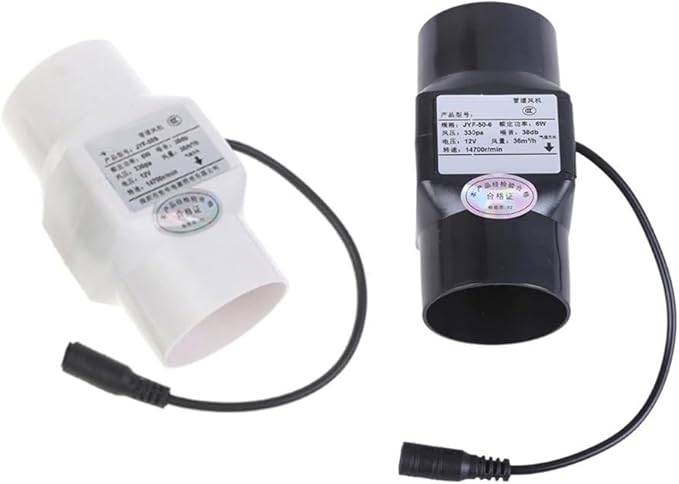 50Mm/60mm Inline Duct Ventilation Fan, 12V 6W Quiet Inline Exhaust Fan For Indoor Air Circulation, Chicken Coop Ventilation, For Solar Panel And Power Adapter Installations(White 60MM)