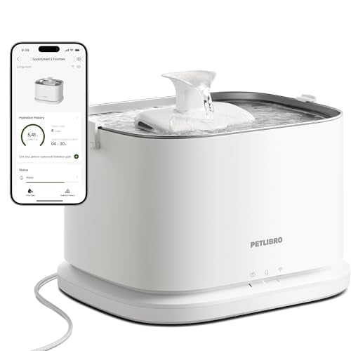 PETLIBRO Upgrade Cat Water Fountain Stainless Steel Tray - White, 3 liters, Dockstream 2 Cat Fountain Indoor by PETLIBRO
