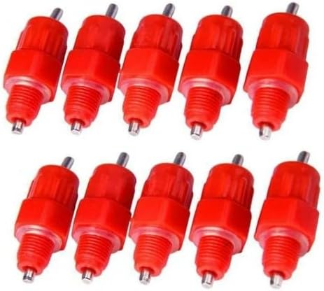 10Pcs Red Chicken Waterer Nipples Automatic Poultry Watering Nipples Chicken Drinkers Easy Installation Used Repeatedly Easy to Store,Poultry Feeding and Watering Supplies