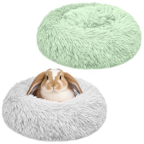 Bunny Bed 2 Pack Large Rabbit Hideout Soft & Comfortable - Grey+Green, Polyester by Tierecare