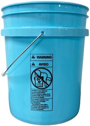 House Naturals 5 Gallon Food Grade Bucket Pail with Airtight Screw on Lid (Pack of 3) BPA Free Made in USA- 3 Colors (Aqua, Blue, Gray, Black lids)