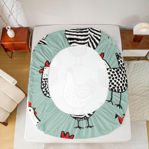 Erosebridal Chicken Sheet Set, Cartoon Chick Bed Sheets Queen Size - Multi 23, Microfiber, 4 Pack - Image 6
