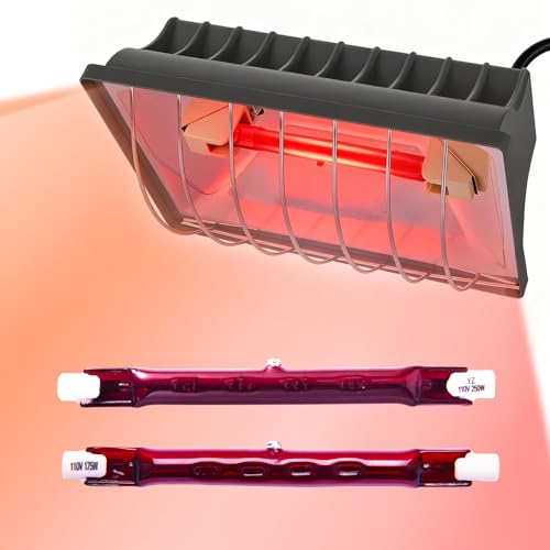 250W Chicken Coop Heat Lamp with Guard & Adjustable Temp - 1 Pack, 1 Pack-Grey, Aluminum by Homnebila