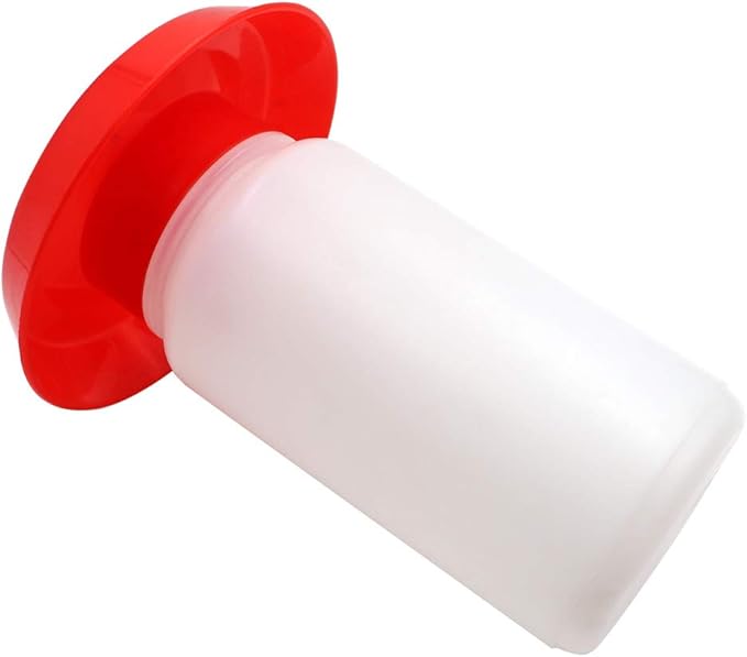 Poultry Water Jug Automatic Poultry Waterer Small Poultry Water Containers Drinkers for Chickens Birds Pigeon Quail 1L (Red and White)