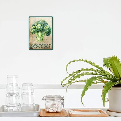 Vegetables Metal Sign Vintage Decor Broccoli Sign Farm Wall Decor Sturdy Rust Waterproof Aluminum Signs for Outdoor Yard Garden Easy to Install 12x16inch