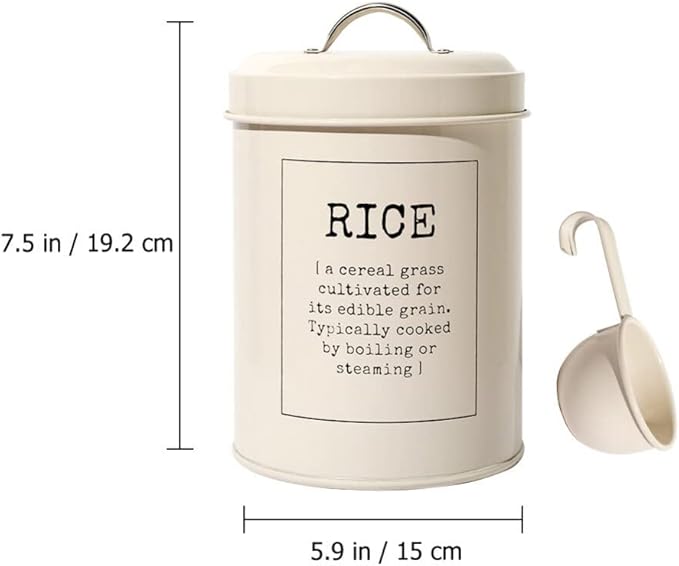 Luxshiny Large Capacity Airtight Rice Container with Scoop 8.66X5.90X5.90In Food Storage Bin for Kitchen Pantry Grain Preservation