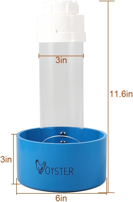 2 Pack Transparent PVC Chicken Feeder, Oyster Shell and Grit Feeder Hanging Ground Chicken Coop Feeder with Hanging Hook for Hens & Chicks (Blue)