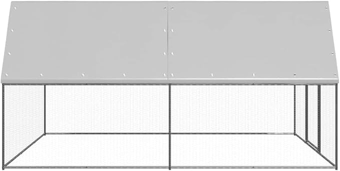 Large Chicken Cage Galvanized Steel Walk-in Coop 118 x 118 x 79 in Weatherproof Run with Lockable Door for Backyard Poultry and Farm