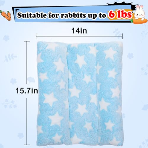 MEWTOGO 15.7" x 14" Bunny Bed for Rabbit Cage - 15.7 x 14In, Light blue - Star, Flannelette, Thickened & Soft - Image 6