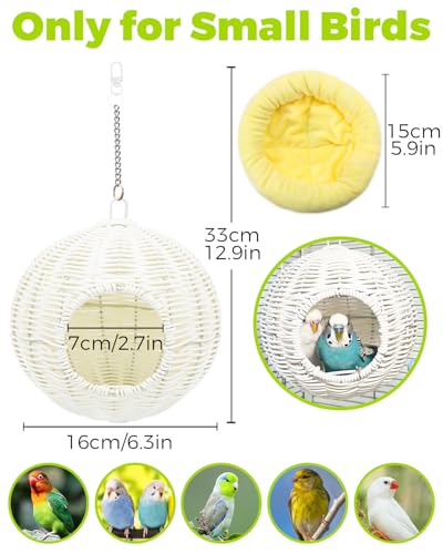 Chewproof Steel Frame Bird Nest for Cage, Washable Small Bed Hammock - S-Long Chain-white for Small Birds, Chew-resistant Steel Frame - Image 4
