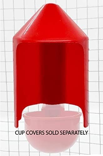 RentACoop DIY Waterer Kit - Auto-Fill Cups with Inserts - Great for Chickens, Ducks, Geese, Turkeys, Peafowl, and Quail - 4 Pack + 1 Bonus Cup Included (Red, Pack of 4)