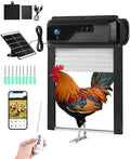 Automatic Chicken Coop Door with HD Camera, Solar Powered, 5000mAh Battery, WiFi App Remote Control & Timer, Night Vision, Anti-Pinch Sensor, Motion Alarm for Poultry Coop (Black)
