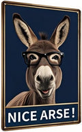 Funny Donkey Bathroom Sign – Farm-Style Humorous Tin Plaque for Restroom or Toilet – Metal Wall Decor for Home or Farmhouse – Ideal Gag Gift – 8x12 Inc