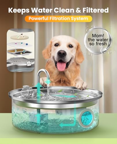 Oneisall 7L/230oz Pet Water Fountain - 7L Dog fountain stainless steel with 6 Set Filters, 7 liters - Image 4