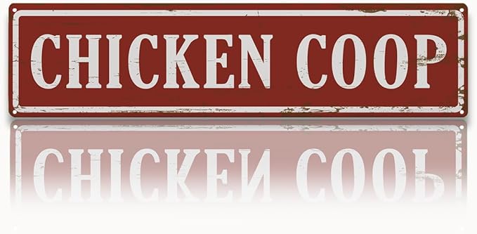 Rustic Farmhouse Style Chicken Coop Sign, Metal Outdoor Chicken House Signs, Retro Metal Tin Sign, Wall Decor Art, Farmhouse Decor, Backyard Hen House Gift 15.8x4 Inch