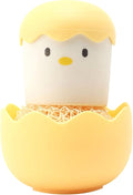 Eggshell Chicken Cleaning Brush Cartoon Kitchen Scrubber Fiber Ball Head Detachable Handle for Bowls Pots Dishwashing (Yellow)