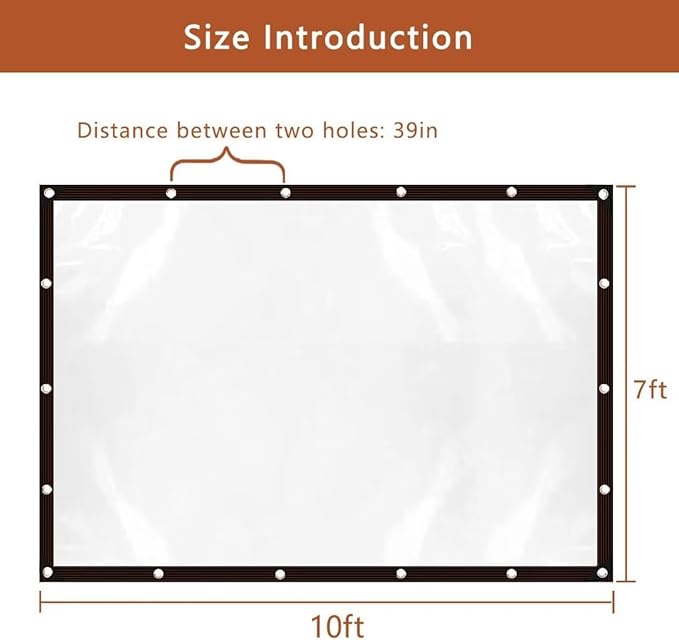 Clear-Tarps-With-Grommets-7X10-Feet, PE Tarps Transparent Tear Resistant Waterproof Greenhouse Tarp for Balcony Tent Cover Gardening Chicken Coop