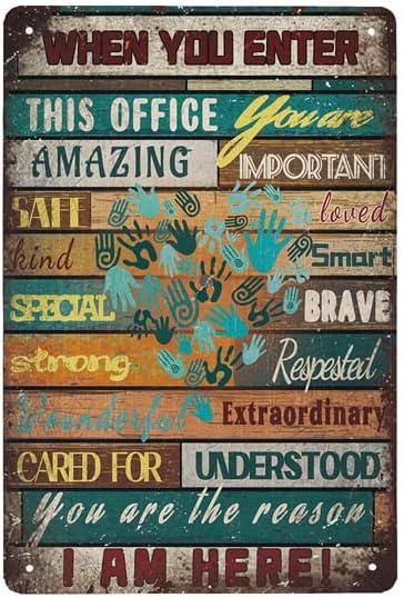 Social Worker, When You Enter This Office, You are Amazing Metal Tin Sign 8x12 inch Retro Cottage Coffee Shopping Center Office Wall Decoration inspirational Metal Plate