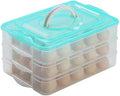 Egg Storage Container for Refrigerator, 3-Layer Deviled Egg Tray, Stackable Fridge Egg Organizer with Lid and Handle, Extra Large Holder, 60 Count Eggs Keeper(green 3 layer)
