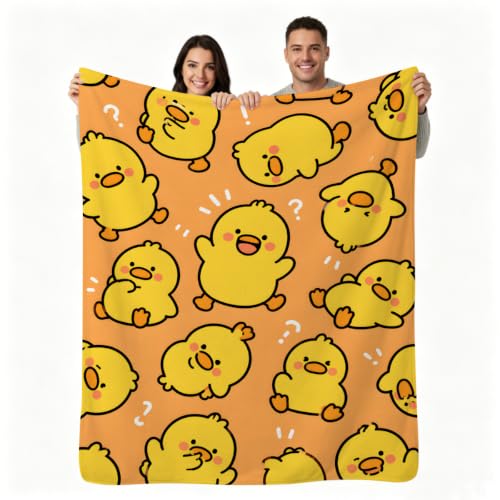 Cute Yellow Chick Blanket, Cartoon Chicks Orange Design 50×60 - 50"x60", Whimsical Duck, Polyester by VPIHOLK