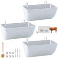 Goat Feeders Hanging 3 Pack 5 Quart, Chicken Waterer Feeder Trough for Poultry Duck Sheeple Coop Dog Livestock Poultry Plastic Trough Bucket, Hanging or Screw-in Fence Feeder with Clips, White