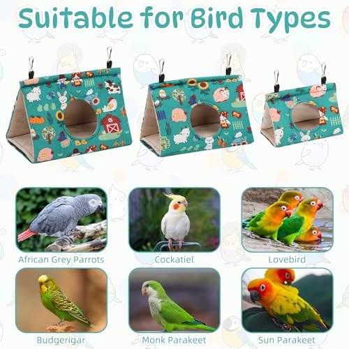 Rypet Bird Nest House, Bird Bed for Cage - Large (Pack of 1), Forest Green, Cotton, Hanging Hammock Bird Hut,Forest L - Image 7