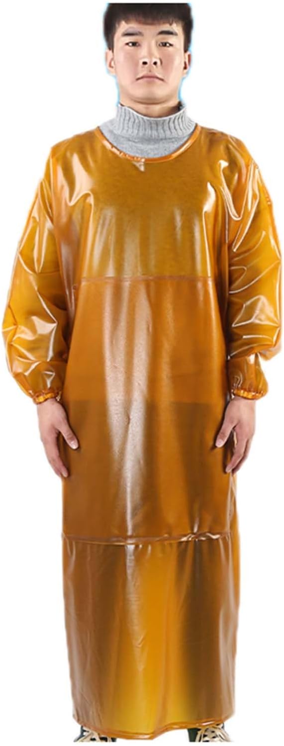 Double Thickened Industrial Apron Cowboy Aprons Water Proof and Oil-Proof Reversible Smock Lace-up Design Wide Elasticated Cuffs