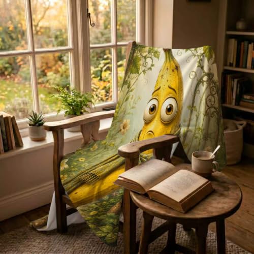 Funny Banana Throw Blanket, Whimsical Garden Design 50×60 - 50"x60", Banana Character, Polyester - Image 4