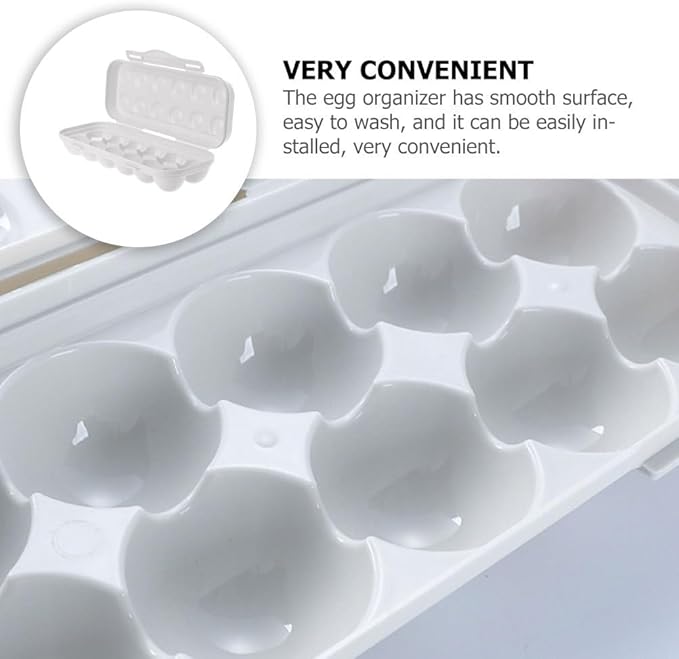Zerodeko 12 Count Egg Holder for Refrigerator with Lid Plastic Fresh Storage Box for Kitchen and Fridge Organization Compact 11.81X4.33X2.55In Egg Storage Container