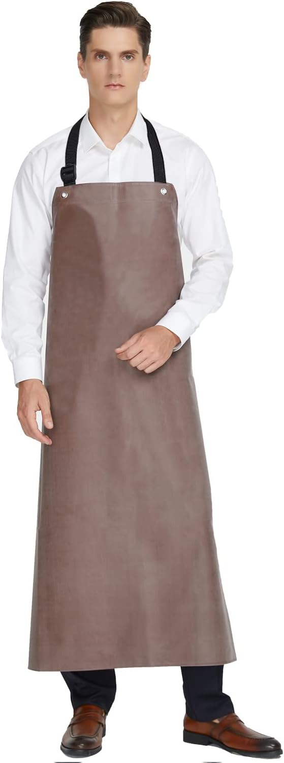 Rubber Waterproof Apron Butcher Heavy Duty -Oil Chemical Resistant Safety Aprons for Cleaning Fish, DishWashing