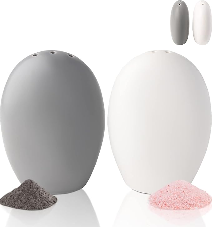 Comfify Salt & Pepper Shakers – White & Grey Ceramic – Contemporary Kitchen Decor