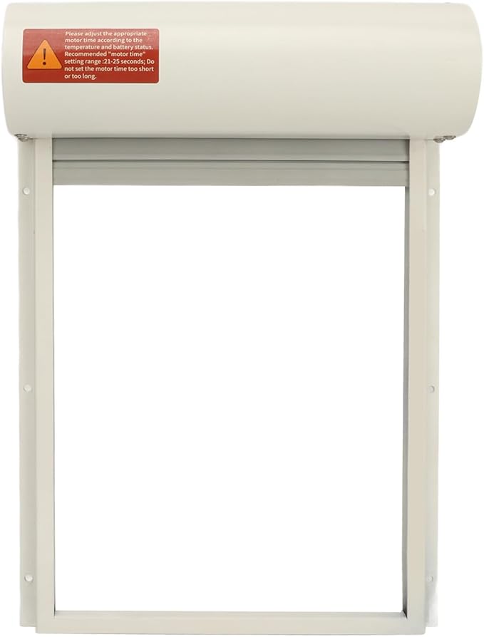 Automatic Chicken Coop Door, Solar Powered Timer Metal Poultry Door with LED Display Controller, for Chicken Duck Goose Farm Safety Equipment (White)