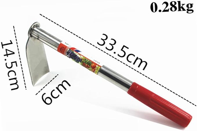 POPETPOP Garden Tool Stainless Steel Hoe Ergonomic Hand Tool for Easy Weeding Planting and Digging Lightweight and Garden Accessories for Outdoor Farm and Balcony Red
