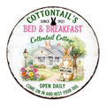 Cottontail's Bed & Breakfast Round Aluminum Metal Sign Retro Cottontail Cottage Bunny - 8x8 Inch by Generic