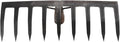 TEHAUX Dark Grey 9-Tine Agricultural Rake for Soil Loosening and Grass Gathering, Farm and Garden Hand Tool for Planting and Soil Preparation