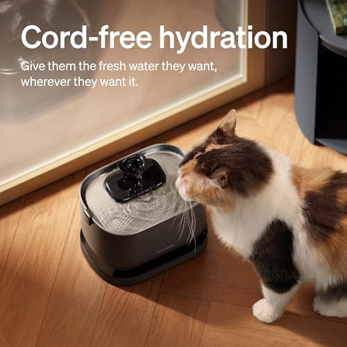 PETLIBRO Cat Water Fountain, Cordless Pet Water Fountain Battery Operated - Black, Acrylonitrile Butadiene Styrene (ABS) & Stainless Steel, 2.5 liters - Image 2