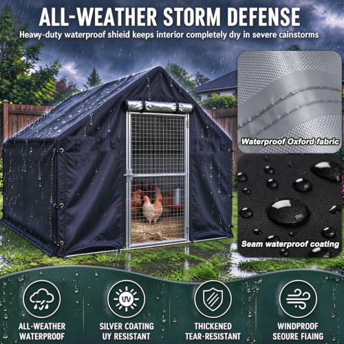 Chicken coop Cover, Waterproof in Winter. Suitable for Rooftop Chicken coops, Full Coverage. Black (No Chicken coop - Image 4
