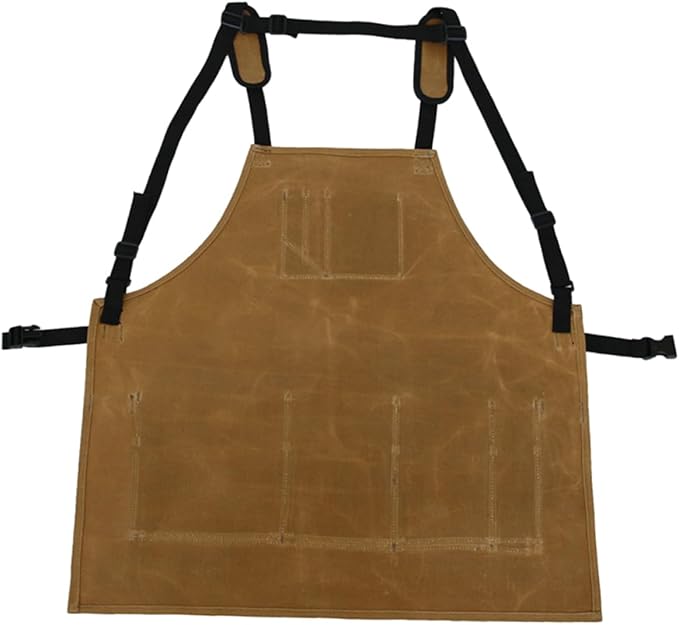 Kisangel Waterproof Heavy Duty Canvas Garden Tool Apron Pockets Sturdy Oil-Proof Pinafore for Cooking and Outdoor Work