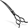 Dog Grooming Scissors: 8 inch Bright Black Pet Curved Shears Made Of Japanese 440C Advanced Stainless Steel Professional Grooming Scissors for Dogs Cats and Other Pets