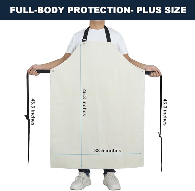 Thick Rubber Apron, Waterproof Apron Butcher Heavy Duty Chemical Resistant Adjustable Work Apron