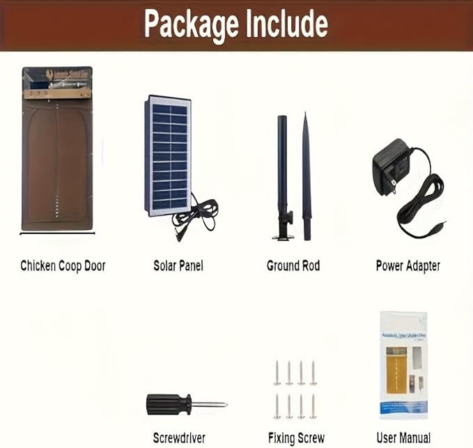 Automatic Chicken Coop Door Solar Powered, IP65 Waterproof Aluminum Auto Chicken Door with Timer Light Sensor Remote Control, Anti-Pinch Protection, LCD Display, 3 Power Modes for Poultry Duck Goose