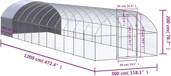 Large Outdoor Chicken Coop 10x10x6.6ft, Galvanized Steel Walk-in Poultry Cage for Backyard, Durable Metal Run for Chickens, Ducks and Small Animals
