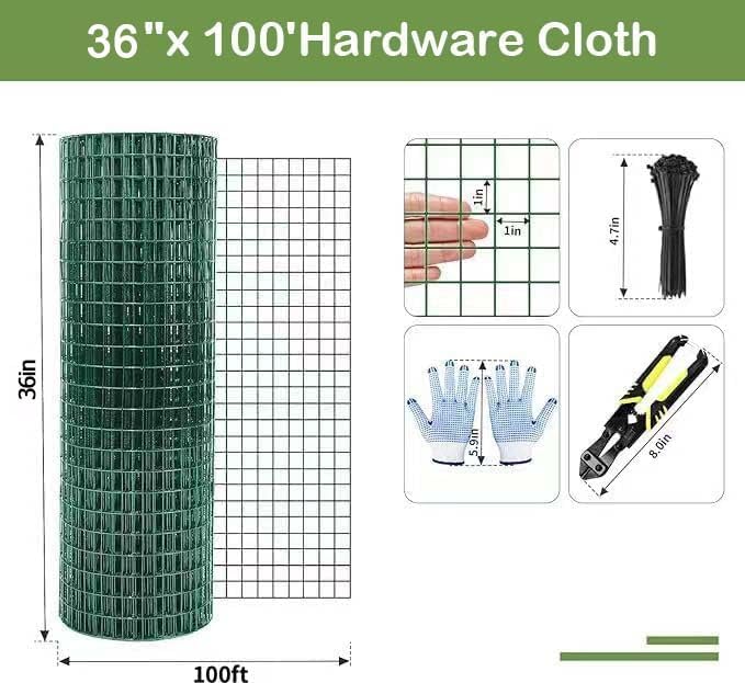 Tongmo Hardware Cloth, Chicken Wire Fencing, 19 Gauge Galvanized Wire & 1"x1" Mesh Size Welded Wire Roll Garden Fence, Poultry Netting for Rabbit/Duck/Chicken Coop (36" x 100')