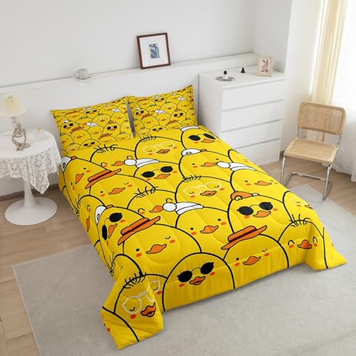 Erosebridal Cute Duck Comforter Set,Cartoon Yellow Duck Bedding Set Full - Color 02, Polyester, 3 Pack - Image 3