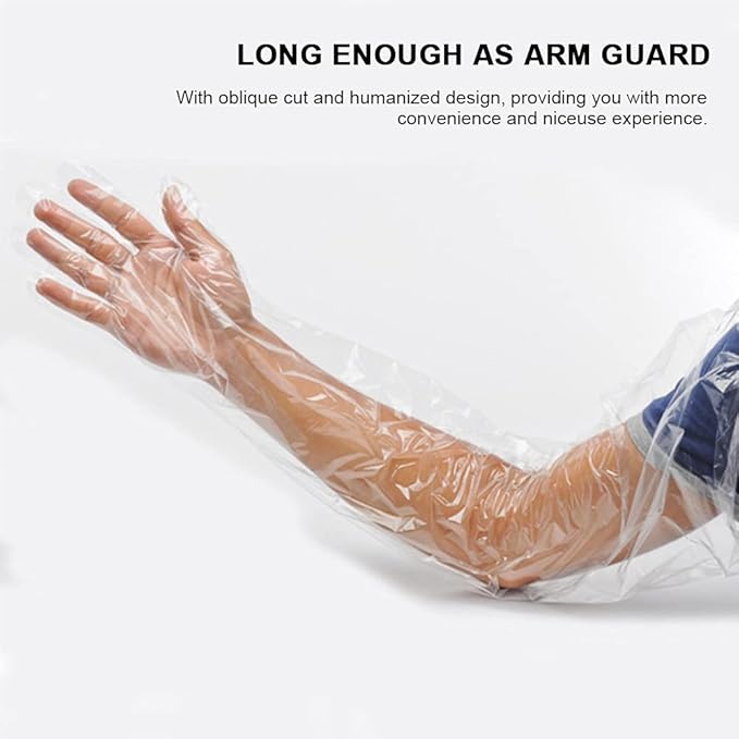 50 Disposable Field Dressing Gloves Veterinary Insemination Rectal Long Gloves, Extra Long Sleeve Full Arm