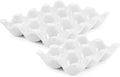 Flexzion 12 + 6 Cups Ceramic Egg Holder for Fridge - 18 Porcelain Egg Tray Container Keeper Storage Organizer Decorative Serving Stand Serveware for Refrigerator Countertop Display Kitchen (White)