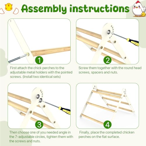Bamboo Adjustable Chicken Perch with Roost Bar for Coop - Metal, 10 Pack - Image 5