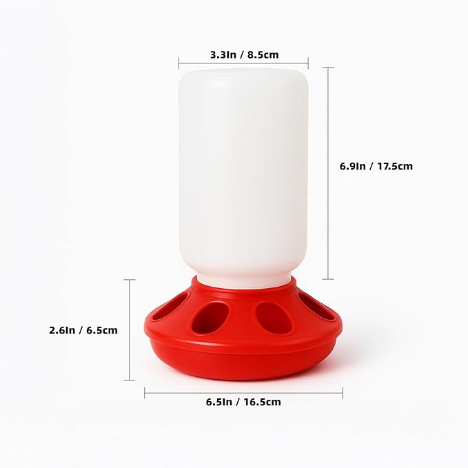 Baby Chick Feeder, Waste Free Chicken Feeder Jar, Duckling Feeder for Pigeon, Birds & Small Flock Feeding, 1 Quart Poultry Feeder with 8 Feeding Holes.