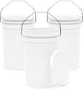 6.5-Gallon White Bucket Pail Container with Lid | Food Grade | Heavy-Duty 90MIL Extra Durable | Metal Handles with Plastic Grip for Easy Carrying | Multi-Use | Easy Stack and Store | BPA Free - 3 Pack